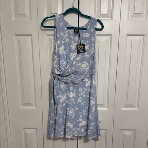 Bobeau Blue and White Floral Mini Dress
